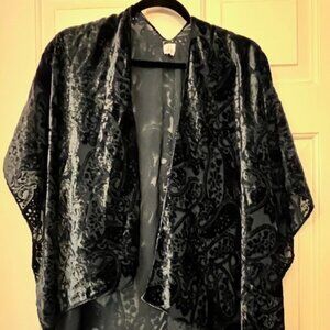 VELVET BURNOUT - Black kimono/ruana cover-up